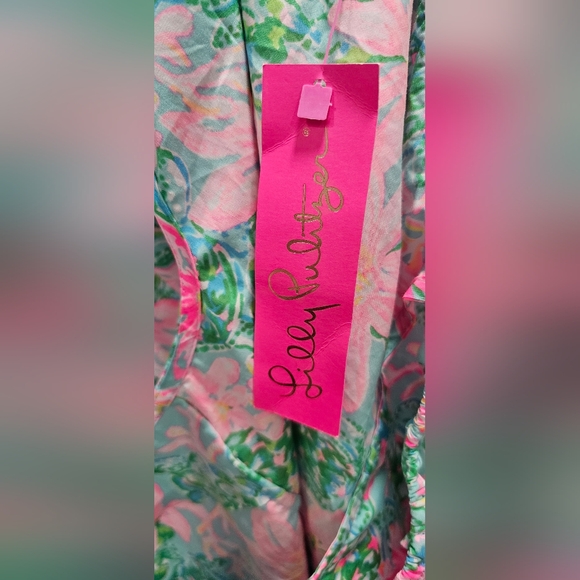 Lilly Pulitzer Surf Blue So Shellegant Zeldie One Shoulder Top Sz Med NWT $108 - Picture 7 of 12